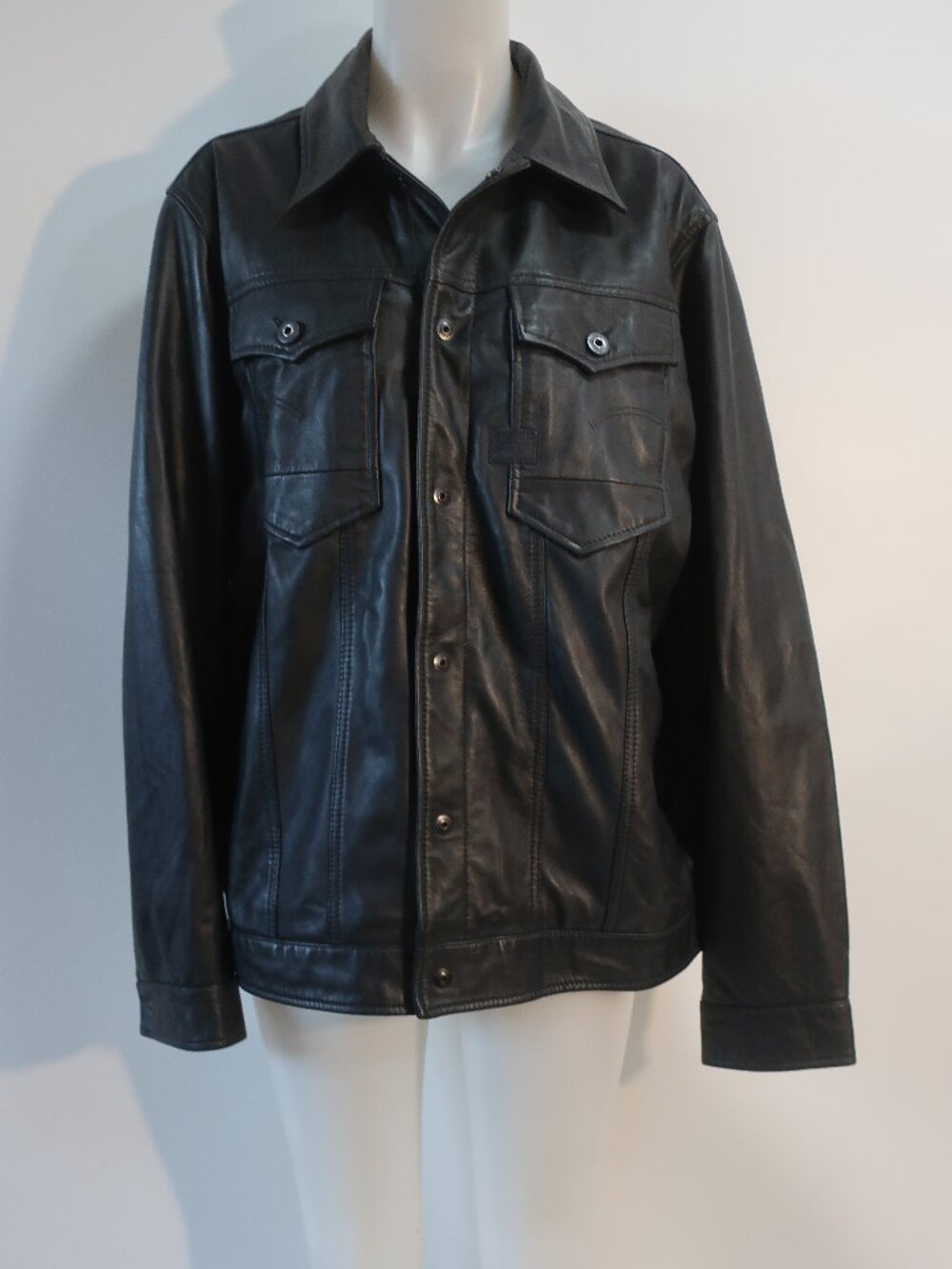 NWT Men G-Star Raw Black (Item-18) Snap Button Noha Leather Biker Moto Jacket XL